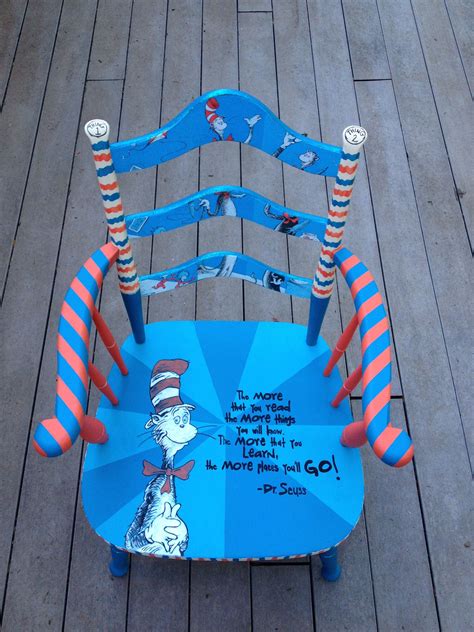 Dr. Seuss chair that will be donated to my kids kindergarden class. Check out paintedchairsetc ...