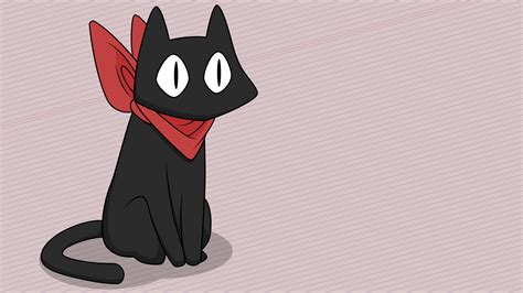 Black cat with red scarf character, Sakamoto, Nichijou HD wallpaper | Wallpaper Flare