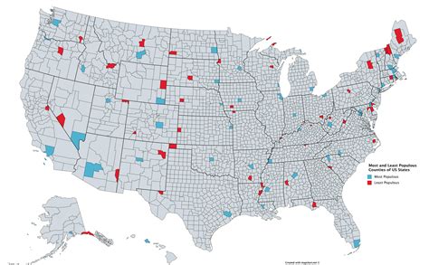 Most and Least Populous Counties of US States | Perspective maps, Map, Usa map