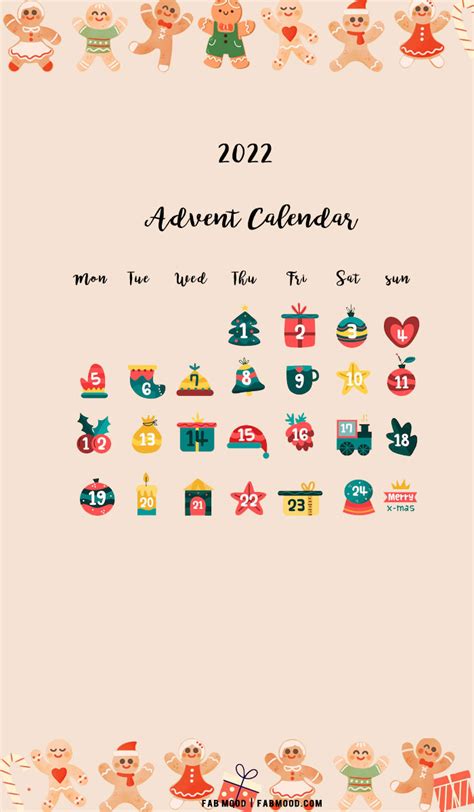 10+ Christmas Calendar Wallpapers : Gingerbread Advent Calendar For ...