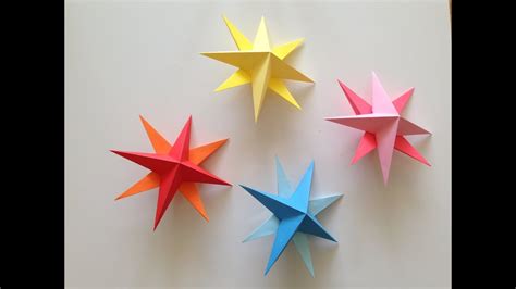 How to make Simple 3D Paper Stars, easy stars, origami - YouTube