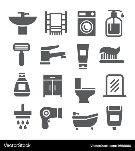 Bathroom icon set Royalty Free Vector Image - VectorStock