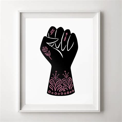 Power fist art print Black power Bohemian wall art Resist | Etsy