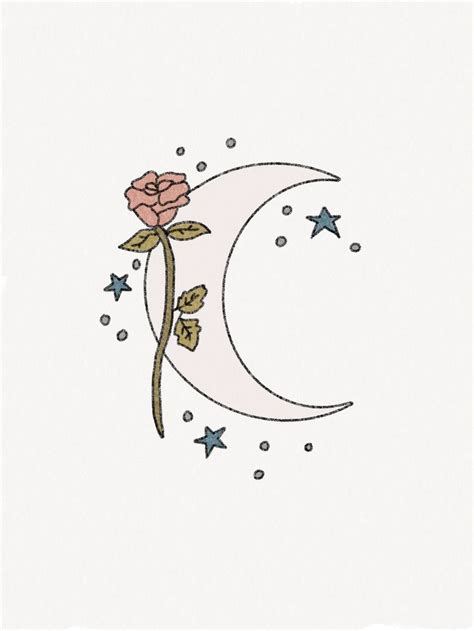 Moon Rose Flower Drawing Wallpaper Aesthetic | Mini drawings, Flower drawing, Easy drawings