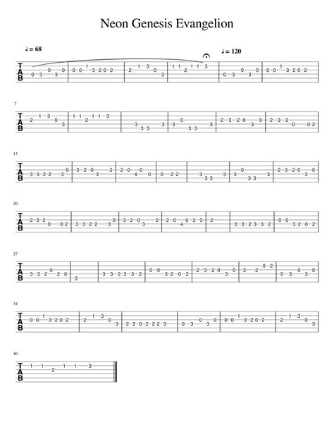 Neon Genesis Evangelion (TAB) Sheet music for Guitar (Solo) | Musescore.com