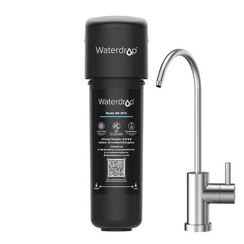 Waterdrop 10UB Under Sink Water Filter System with Dedicated Brushed Nickel Faucet, 8K High ...