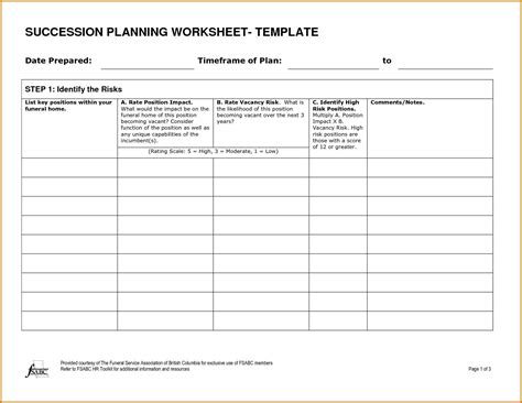 Succession Planning Template Excel | HQ Printable Documents