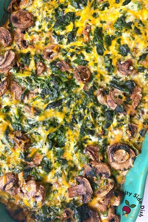 Spinach Mushroom Breakfast Casserole LOADED with Cheese | Easy Side Dishes