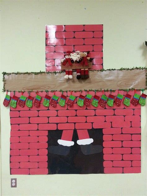 Santa coming down the chimney | Christmas arts and crafts, Christmas door decorating contest ...