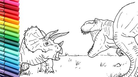 T Rex Vs Triceratops Coloring Pages