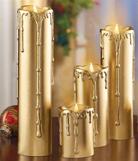 LED Gold Flameless Candles- Set of 5 | Christmas