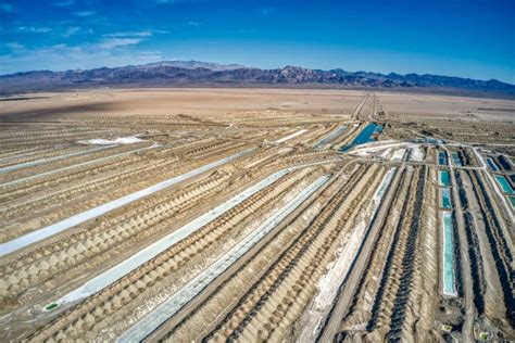 Aerial View of Calcium Chloride Evaporation Ponds in Amboy, California ...