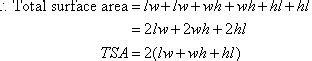 Total Surface Area of a Cuboid