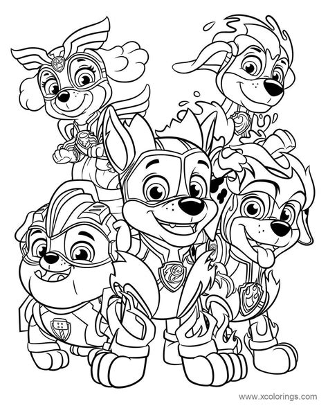 PAW Patrol Mighty Pups Characters Coloring Pages - XColorings.com