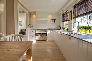 kitchen, cupboards, cream, domestic room, indoors, home interior, home ...