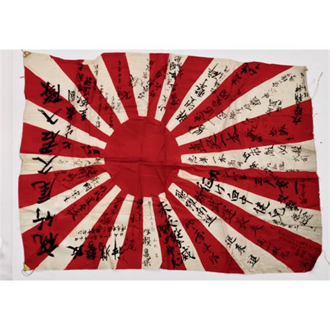 Japanese World War II Rising Sun Battle Flag Signed - auctions & price ...