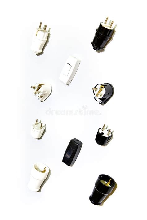 Power Electrical Plugs and Sockets Isolated on White Stock Image ...