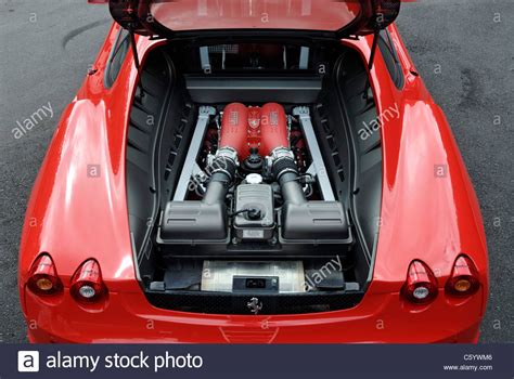 engine bay of a red Ferrari F430 sports car Stock Photo, Royalty Free ...