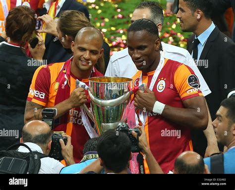 Galatasaray Players with the Championship Trophy, celebrate winning ...