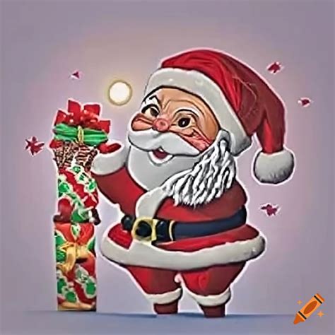 Santa claus holding amazon gift cards