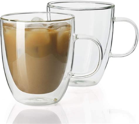 Amazon.com: Sweese Double Wall Glass Coffee Mugs - 12.5 oz Insulated Espresso Cups Set of 2 ...