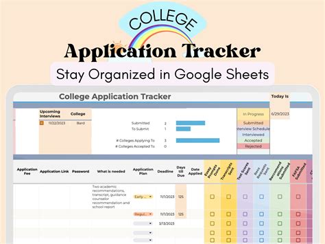 College Application Tracker College to Do List Organizer ADHD Student ...