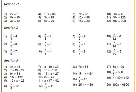 Solving Linear Equations Worksheets from Level 4-7 for KS3 Maths ...