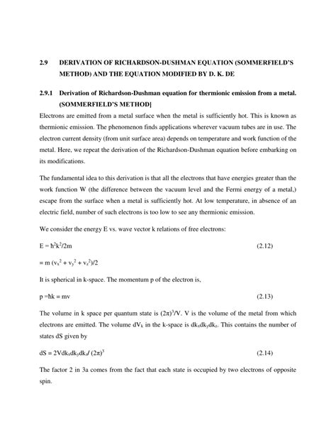 (PDF) Modification of Richardson-Dushman Equation, variation of thermionic emission constants ...