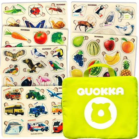 Buy QUOKKA Toddler Puzzles Ages 2-4 in a Bag – 6 Montessori Wooden Puzzles for Toddlers 3-5 Year ...