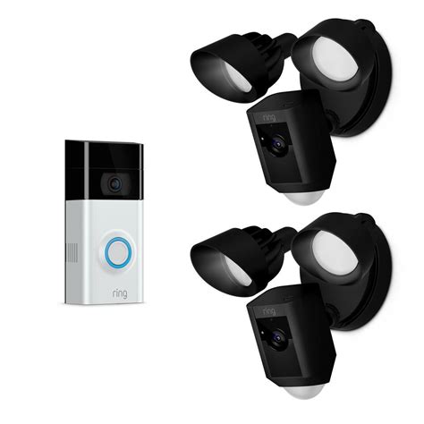 Ring Wireless Video Doorbell 2 with Floodlight Cam Black (2-Pack ...