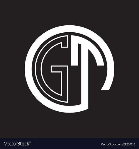 Gt logo with circle rounded negative space design Vector Image