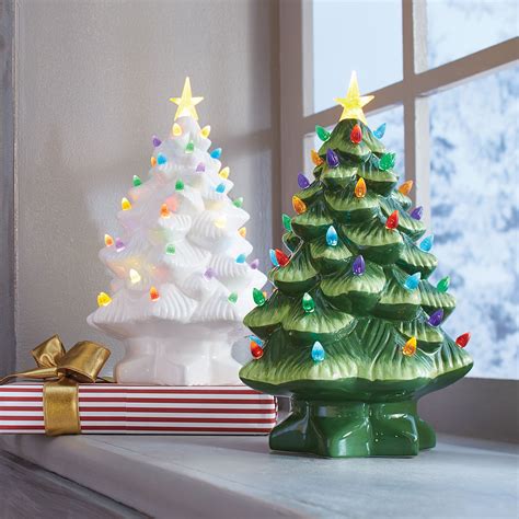 Pre-Lit Nostalgic Porcelain Christmas Tree | Plus Size Christmas ...