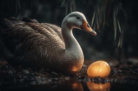 Premium AI Image | A goose with an egg on its head