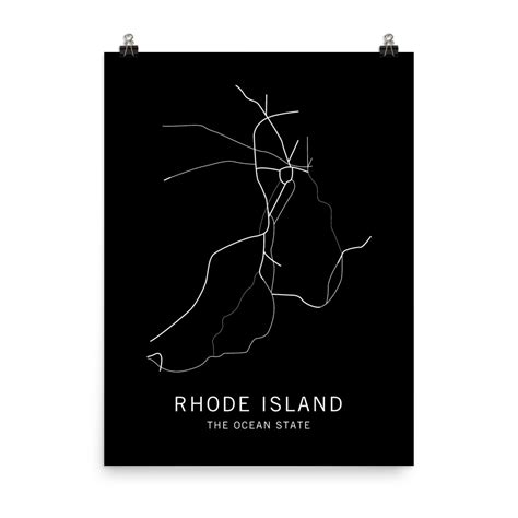 Rhode Island State Road Map // Art Print from Clark Street Press