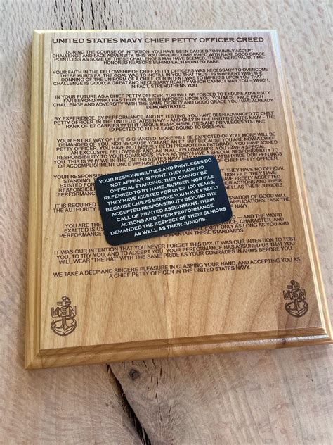 Chief Petty Officer Creed Plaque and CPO Card (Set) – The Goat Woodworks