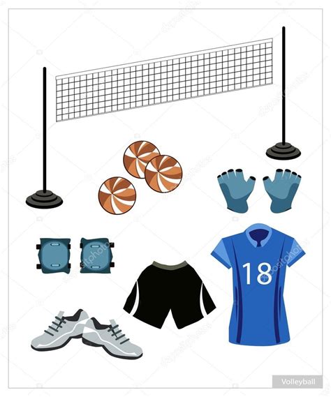 Set of Volleyball Equipment on White Background ⬇ Vector Image by ...