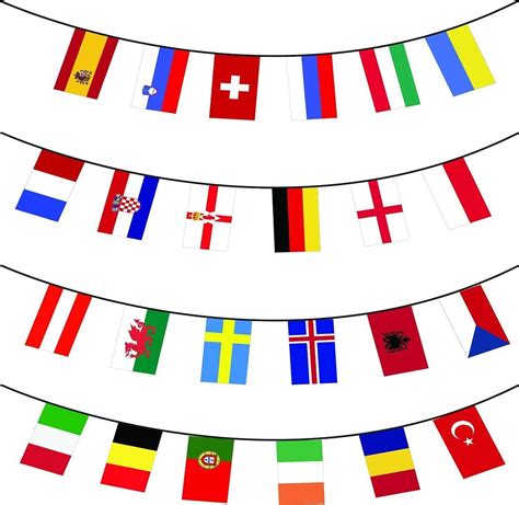 24 Nations Euro Cup Football Bunting Flags Party Decorations Banner ...