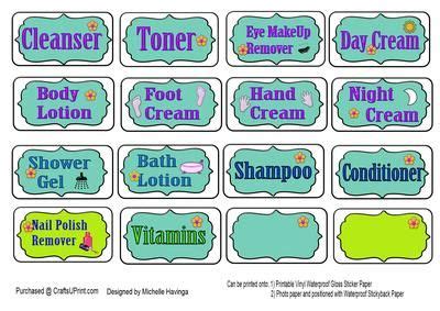 Travel Bottle Toiletry Labels on Craftsuprint - View Now! | Travel ...