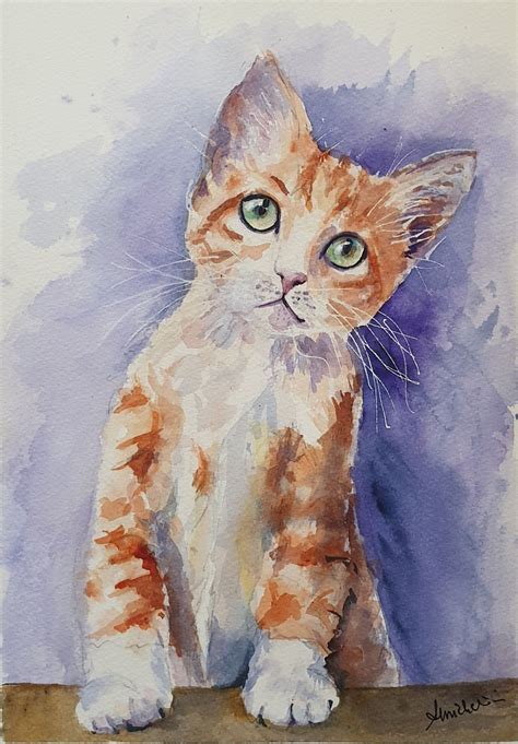 Ginger Kitten Cat Original Watercolor Painting Tabby Kitten - Etsy | Ginger cat art, Watercolor ...