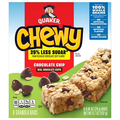 Save on Quaker Chewy Granola Bars Chocolate Chip 25% Less Sugar - 8 ct ...