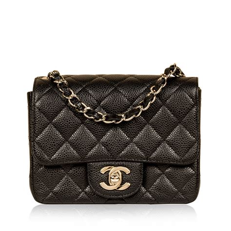 Chanel - Mini Square Classic Flap Bag - Black Caviar - SHW | Bagista