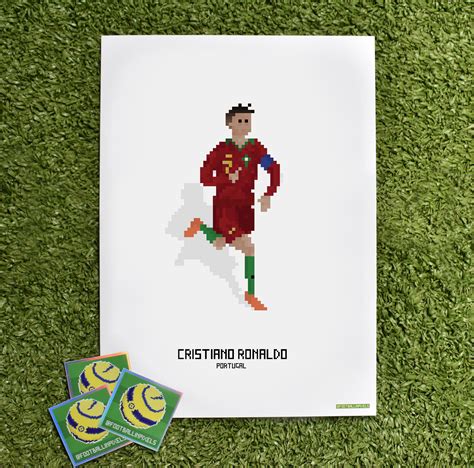 Portugal Cristiano Ronaldo Pixel Player Art Print Football | Etsy