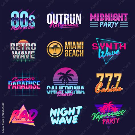 Outrun retro logo designs. Neon retro logos. Vaporwave, Retrowave ...