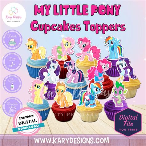 MY LITTLE PONY CUPCAKES TOPPERS - Kary Designs