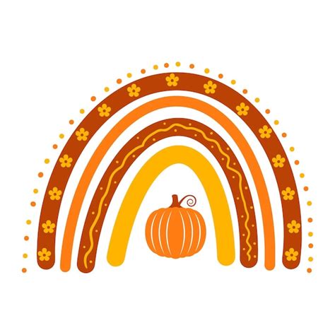 Premium Vector | Autumn rainbow Cute fall or Thanksgiving clipart ...