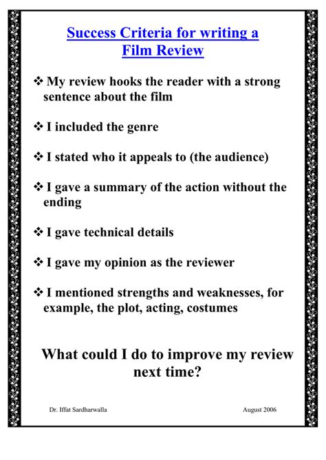 Film Review Writing Class 11 Examples - For example, a husband and wife ...