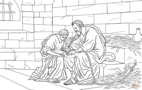 Paul and Timothy in Prison coloring page | Free Printable Coloring Pages