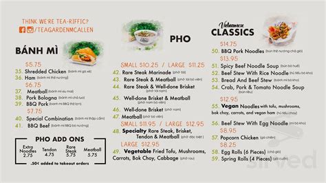 Menu for Tea Garden in McAllen, TX | Sirved