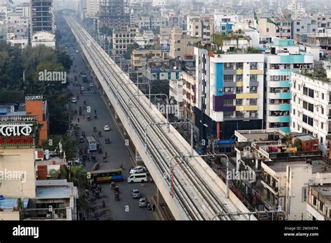 Dhaka, Bangladesh - December 15, 2022: Bangladesh's first time metro rail line project in the ...