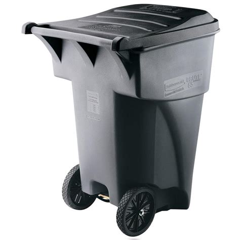 Rubbermaid Commercial Products Brute Rollout 95-Gallon Gray Plastic Outdoor Wheeled Trash Can ...